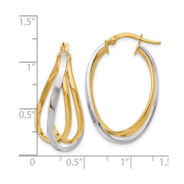 14Kt Two-Tone Hoop Earrings Image 2 JMR Jewelers Cooper City, FL