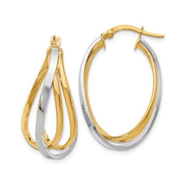 14Kt Two-Tone Hoop Earrings JMR Jewelers Cooper City, FL