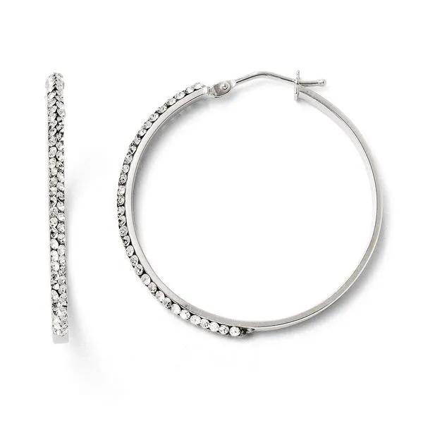 14Kt White Hoops with Swarovsky Crystals Earrings JMR Jewelers Cooper City, FL
