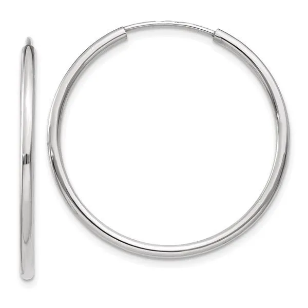 14Kt White Endless Tube Hoop Earrings JMR Jewelers Cooper City, FL