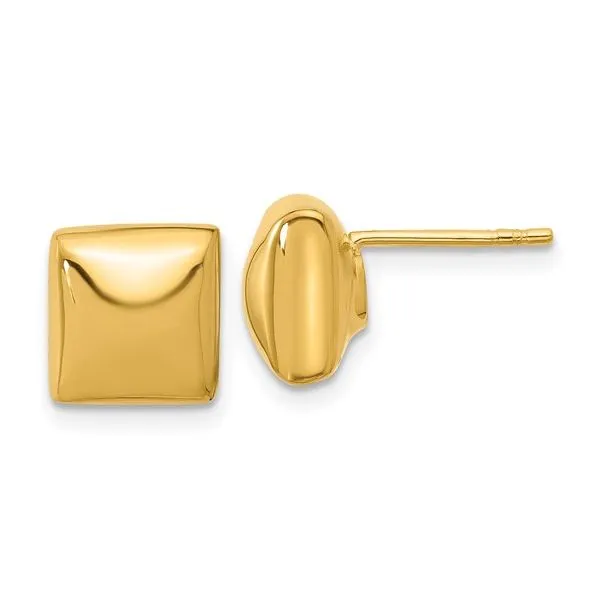 14Kt Yellow Gold Puffed Square Post Earrings JMR Jewelers Cooper City, FL