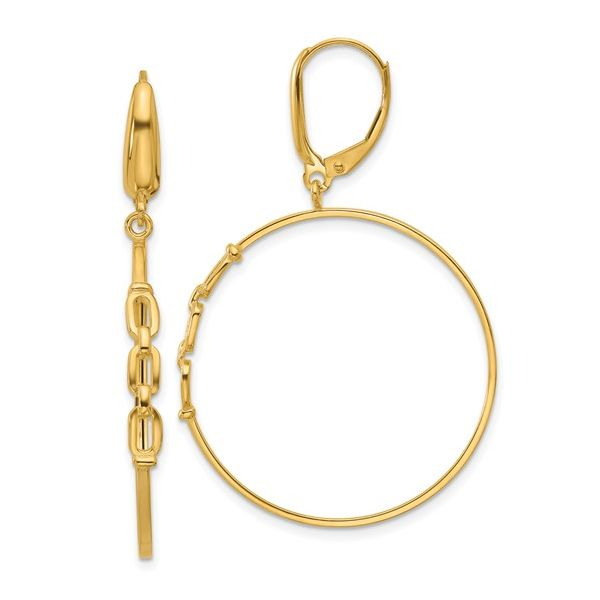 14Kt Yellow Gold Link Leverback Hoop Earrings JMR Jewelers Cooper City, FL