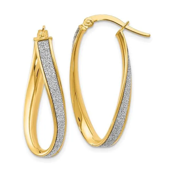 14Kt Yellow Gold Glimmer Infused Oval Twist Hoop Earrings JMR Jewelers Cooper City, FL