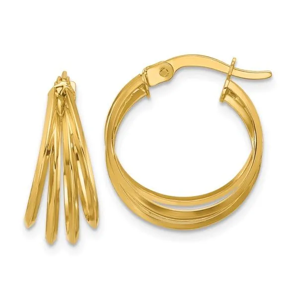 14Kt Yellow Gold Polished 4 Hoop Hoop Earrings JMR Jewelers Cooper City, FL