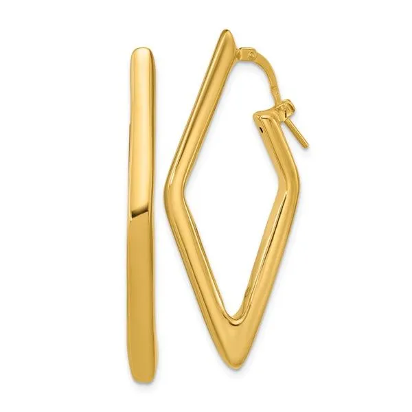 14K Yellow Gold Polished Hollow Diamond Hoop Earrings JMR Jewelers Cooper City, FL