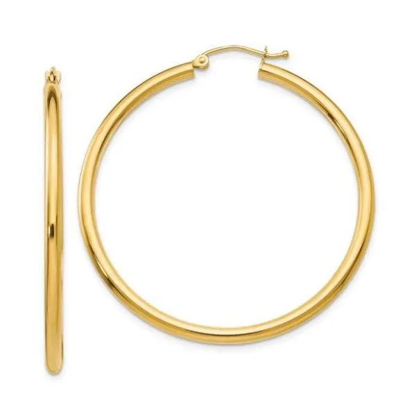 14Kt Yellow Gold Lightweight Tube Hoop Earrings JMR Jewelers Cooper City, FL