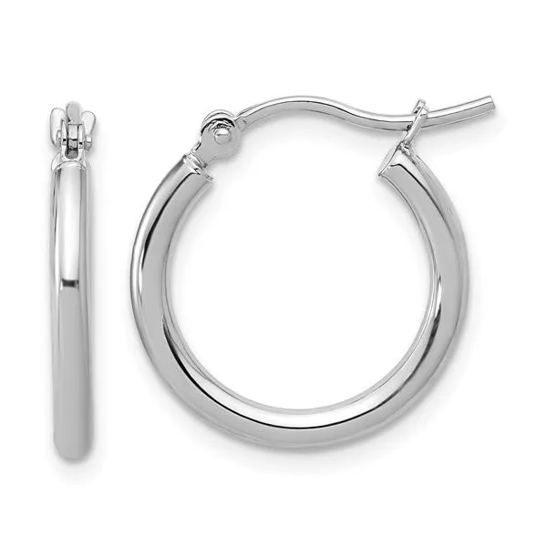 14Kt White Gold 5MM Polished Hoop Earrings JMR Jewelers Cooper City, FL