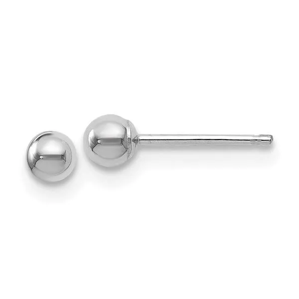 14Kt White Gold Polished 3MM Ball Post Earrings JMR Jewelers Cooper City, FL