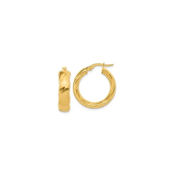 14Kt Gold Polished and Grooved Hoop Earrings JMR Jewelers Cooper City, FL