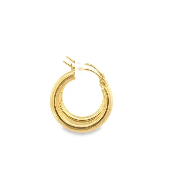 14K Yellow Gold Polished Hoop Earrings Image 2 JMR Jewelers Cooper City, FL