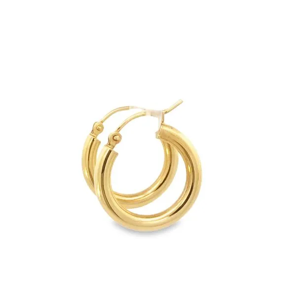 14K Yellow Gold Polished Hoop Earrings Image 3 JMR Jewelers Cooper City, FL