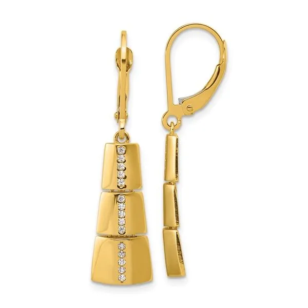 14K Yellow Gold CZ Dangle Earrings JMR Jewelers Cooper City, FL