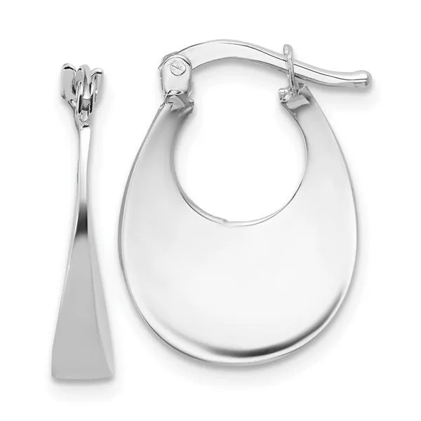 14K White Gold Oval Hoop Earrings JMR Jewelers Cooper City, FL