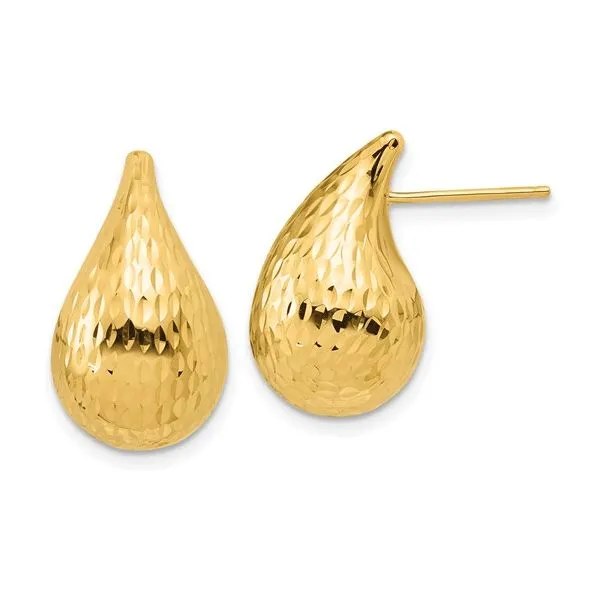 14K Yellow Gold Teardrop Post Earrings