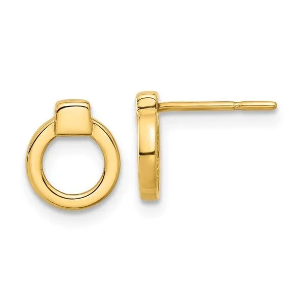 14K Yellow Gold Circle Post Earrings