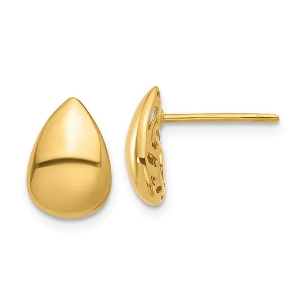 14K Yellow Gold Teardrop Post Earrings