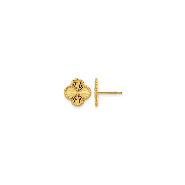 14Kt Yellow Gold Clover Post Earrings JMR Jewelers Cooper City, FL
