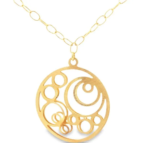 14K Yellow Gold Fancy Circle Necklace