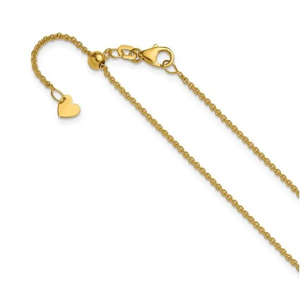 14Kt Yellow Adjustable Round Cable Chain