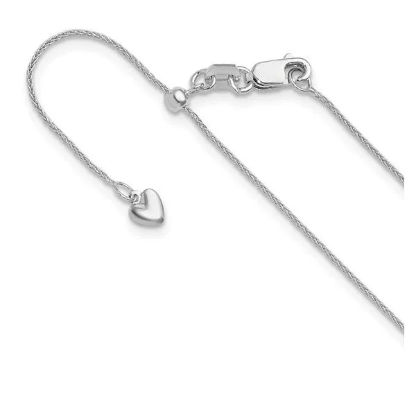 14K White Gold Adjustable Wheat Chain