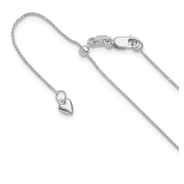 14K White Gold Adjustable Wheat Chain 22