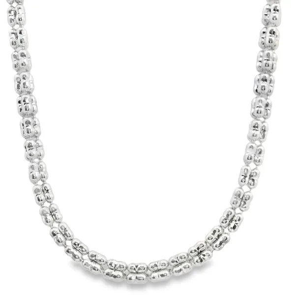 14Kt White Gold Textured Iced Chain 18