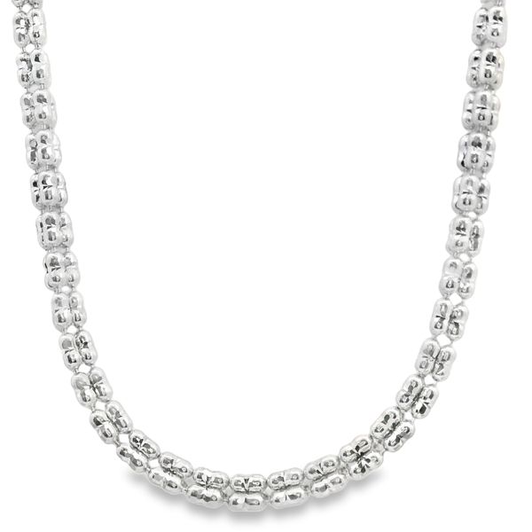14 Karat White Gold Textured Iced Chain JMR Jewelers Cooper City, FL