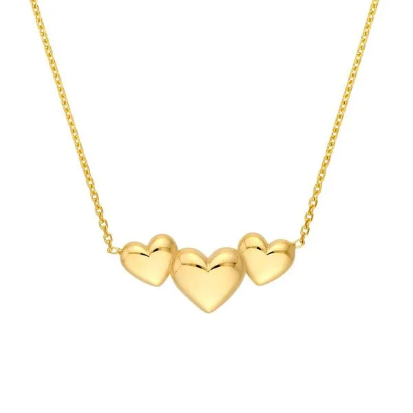 14K Yellow Gold Grouped Hearts Cable Chain JMR Jewelers Cooper City, FL