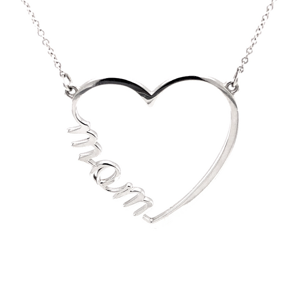 14K White Gold Mom Heart Necklace JMR Jewelers Cooper City, FL