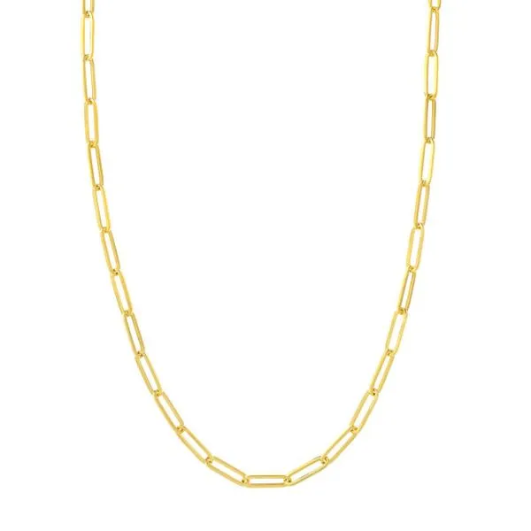 14Kt Yellow Gold Hollow Paperclip Necklace