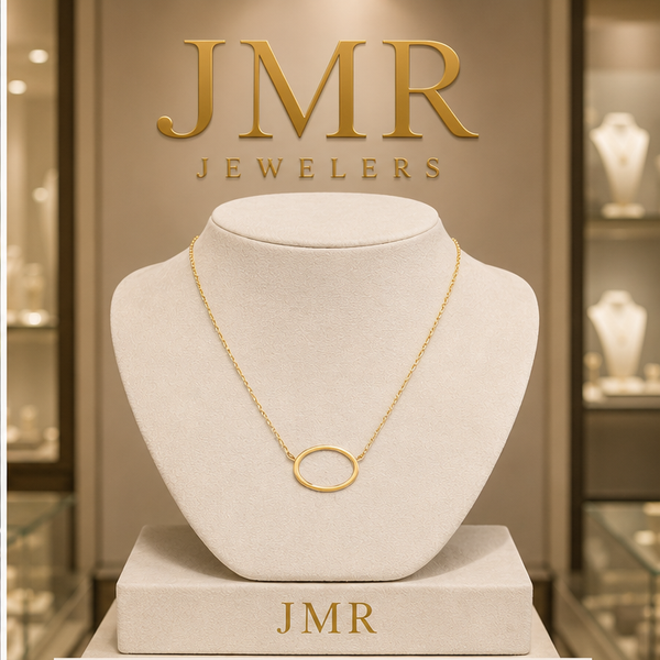 14K Yellow Gold Open Oval Necklace Image 3 JMR Jewelers Cooper City, FL