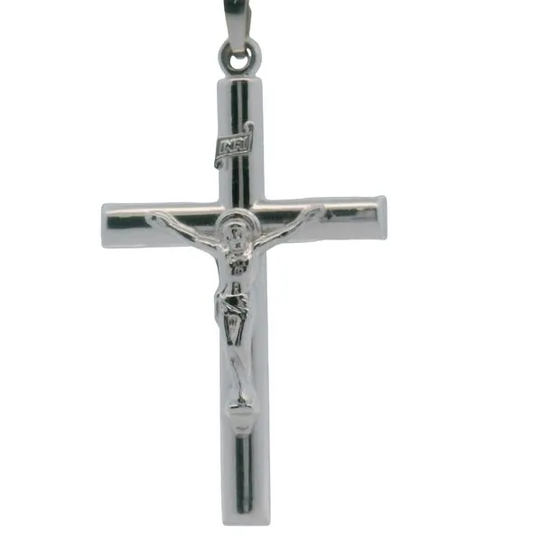 14K White Gold Crucifix Charm