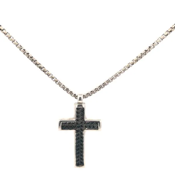 Silver Cross Pendant with Braiding Inside Charm