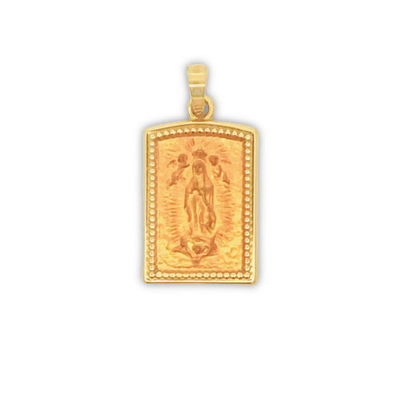 14K Yellow Gold St. Our Lady of Guadalupe Rectangle Medal Charm JMR Jewelers Cooper City, FL