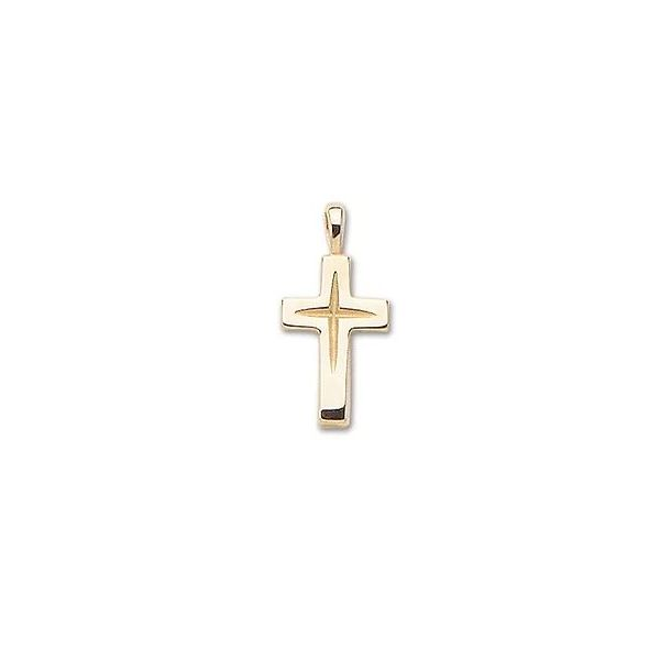 14Kt Yellow Solid Small Star Cut Cross Charm JMR Jewelers Cooper City, FL