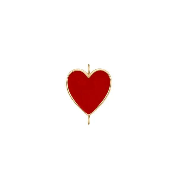 Red Enamel Heart Pendant in 14K Yellow Gold