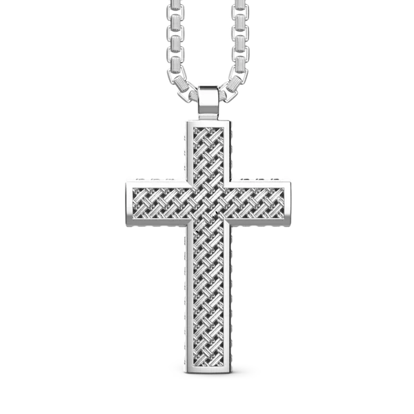 Silver Cross Pendant with Black Spinels JMR Jewelers Cooper City, FL
