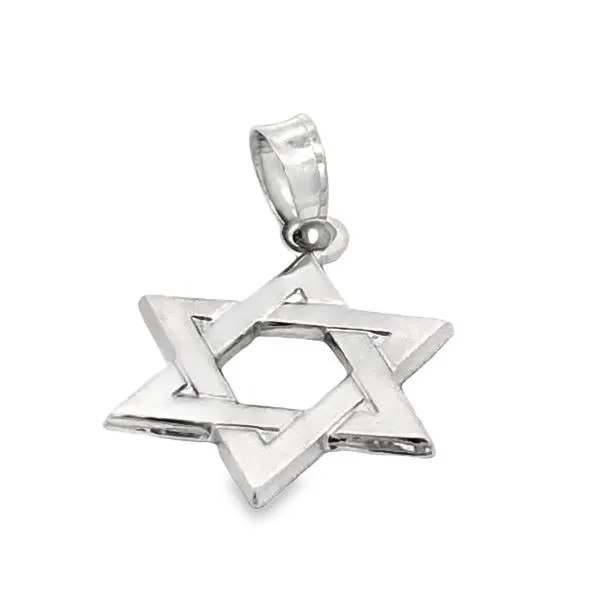 14Kt White Star of David Charm