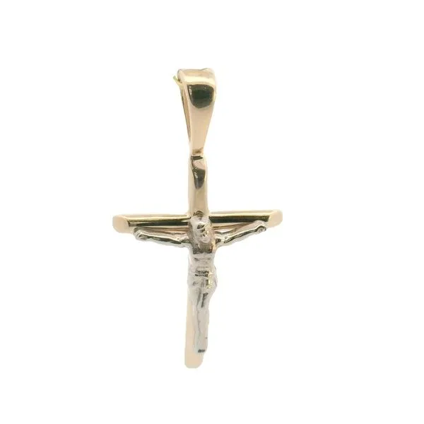 10Kt Yellow Round Cross with White Gold Crucifix Charm JMR Jewelers Cooper City, FL
