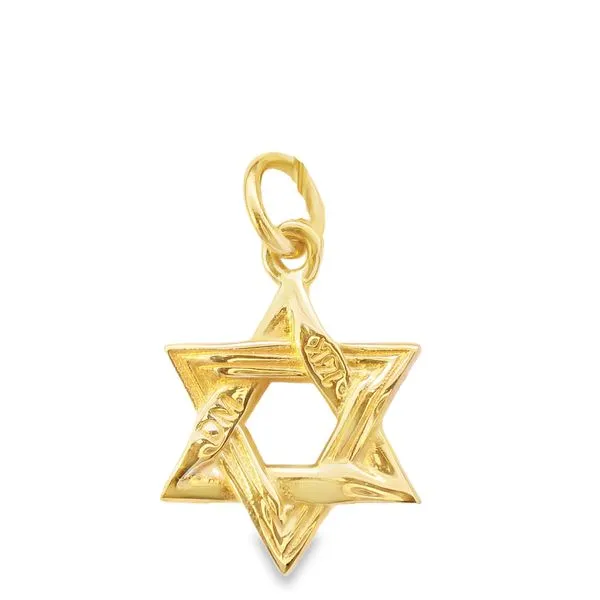 Solid Star of David Pendant in 14K Yellow Gold