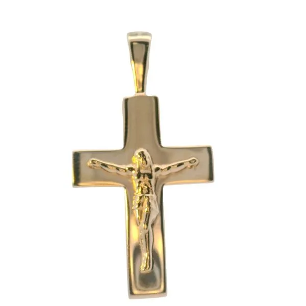 14K Yellow Gold Large Plain Crucifix Cross Charm