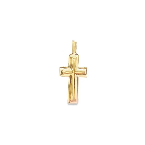 Angled Baby Cross Charm in 14K Yellow Gold