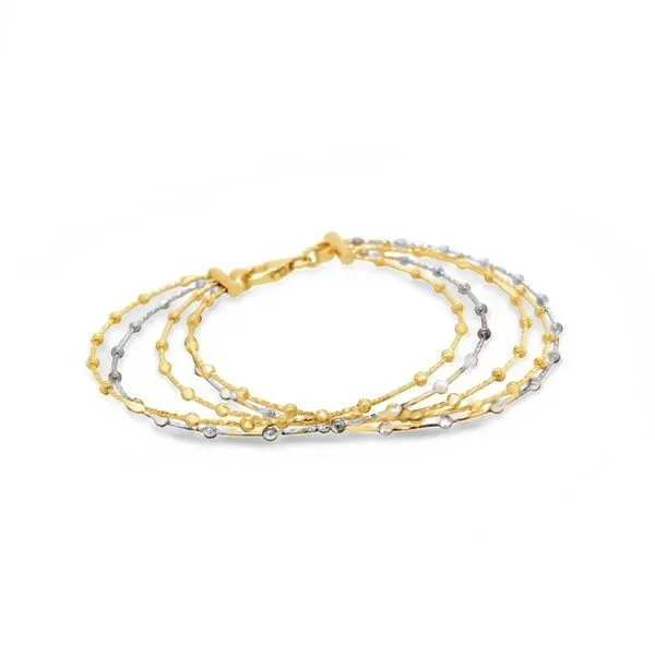 14K Two-Tone Beaded Multi-strand Wire Bangle Bracelet JMR Jewelers Cooper City, FL