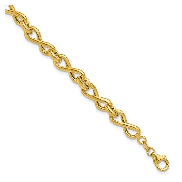 14Kt Yellow Gold Twisted Link Infinity Bracelet