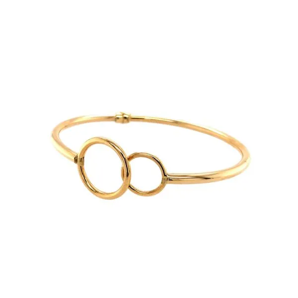 14 Karat Yellow Gold Double Circle Hinged Bangle Bracelet