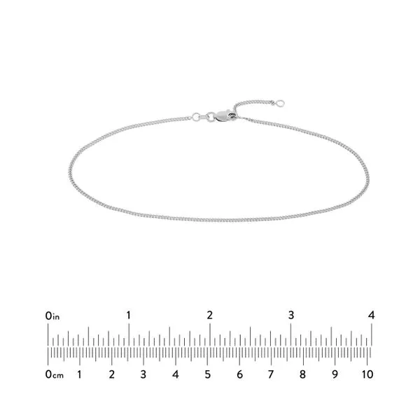 14K White Gold Adjustable Curb Anklet