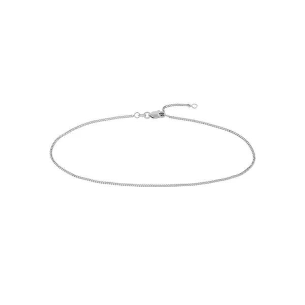 14K White Gold Adjustable Curb Anklet similar item image