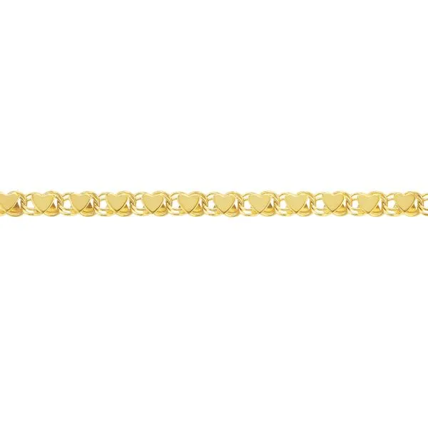 14K Yellow Gold Mirror Heart Anklet Image 2 JMR Jewelers Cooper City, FL