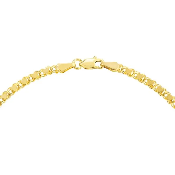 14K Yellow Gold Mirror Heart Anklet Image 3 JMR Jewelers Cooper City, FL
