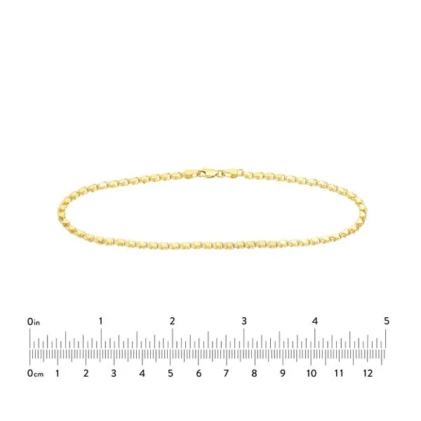14K Yellow Gold Mirror Heart Anklet Image 4 JMR Jewelers Cooper City, FL